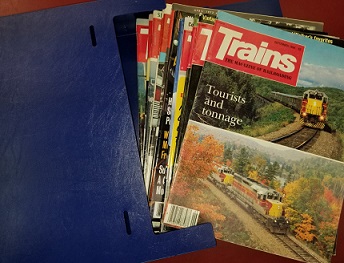 13 Misc. Issues of Trains Magazine ~ In Plastic Folder ~ 1972-1993
