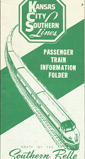 Kansas City Southern Lines Passenger Train Information Folder: Route of the Southern Belle Streamlined Hospitality: July 11,1965