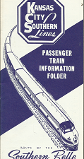 Kansas City Southern Lines Passenger Train Information Folder: Route of the Southern Belle Streamlined Hospitality: April 10, 1960