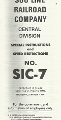 S00 Line Railroad Company: Central Division: No. SIC-7