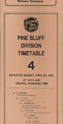 St. Louis Southwestern Railway Company: Pine Bluff Division Timetable: 4