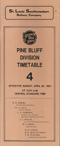 St. Louis Southwestern Railway Company: Pine Bluff Division Timetable: 4