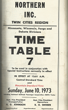 Burlington Northern Inc.: Twin Cities Region: Time Table 7