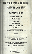 Houston Belt & Terminal Railway Company: Safety First: Time Table No. 146