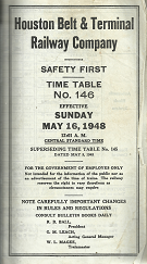 Houston Belt & Terminal Railway Company: Safety First: Time Table No. 146
