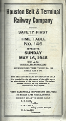 Houston Belt & Terminal Railway Company: Safety First: Time Table No. 146