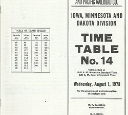 Iowa, Minnesota and Dakota Division Time Table Number 14