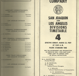 Southern Pacific Company: San Joaquin and Los Angeles Divisions Timetable 4