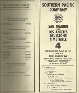 Southern Pacific Company: San Joaquin and Los Angeles Divisions Timetable 4