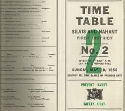 Chicago, Rock Island & Pacific Railroad: Time Table Silvis and Nahant First Disctrict number 2