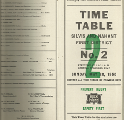 Chicago, Rock Island & Pacific Railroad: Time Table Silvis and Nahant First Disctrict number 2
