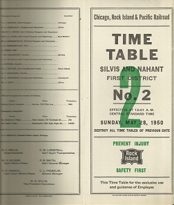 Chicago, Rock Island & Pacific Railroad: Time Table Silvis and Nahant First Disctrict number 2