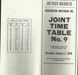 Burlington Northern Inc. Joint Time Table Number 9.