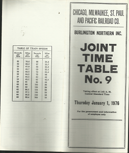 Burlington Northern Inc. Joint Time Table Number 9.
