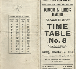 Dubuque & Illinois Division: Second District: Time Table Number 8
