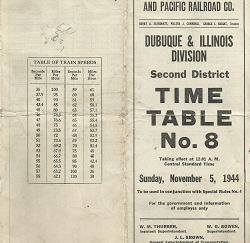 Dubuque & Illinois Division: Second District: Time Table Number 8