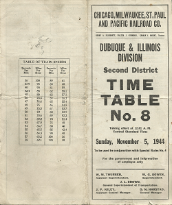 Dubuque & Illinois Division: Second District: Time Table Number 8