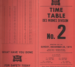 Rock Island: Time Table Des Moines Division Number 2