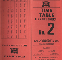 Rock Island: Time Table Des Moines Division Number 2
