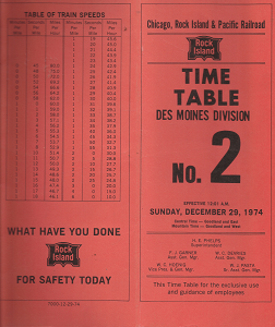 Rock Island: Time Table Des Moines Division Number 2