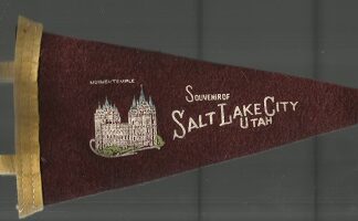 Souvenir of Salt Lake City, Utah ~ Mormon Temple ~ Cloth Banner