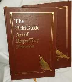 2 Vol. Set ~ Field Guide Art of Roger Tory Peterson ~ Western Birds / Eastern Birds ~ Huge Leather Set!