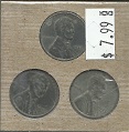 Three pack of 1943 Steel Pennies (D)