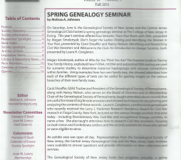 GSNJ Newsletter: Genealogical Society of New Jersey[12 Issue Set]