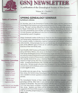 GSNJ Newsletter: Genealogical Society of New Jersey[12 Issue Set]