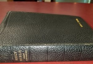 Old (Not Dated) ~ Holy Bible / Ready References / Missionary Edition — Black Bendable Leather Binding — Code at End of N.T.: 25 M 65