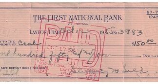 1955 ~ Check Signed by Sterling W. Sill