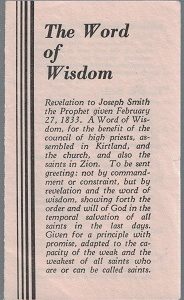 The Word of Wisdom ~ Tiny Pamphlet ~ {Revelation to Joseph Smith the Prophet given February 27, 1833 . . .}