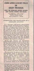 1947 ~ Our Land-Lease Pals in East Prussia. How The Russians Abused Women, and Looted, Burned and Killed