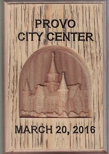Plaque:  Provo City Center, March 20, 2016 ~ [later the Provo City Center Temple]