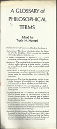 A Glossary of Philosophical Terms (Pamphlet) ~ Edited by Trudy M. Howard