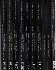 The Royal Astronimical Society of Canada Observer’s Handbook 10 vols. (includes years 2003, 2004, 2008, 2009, 2010, 2011, 2012, 2013, 2014 & 2016)