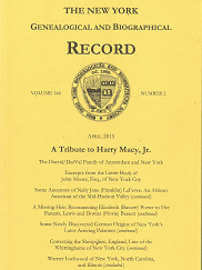 The New York Genealogical and Biographical Record: Volume 146, Number 2, April 2015