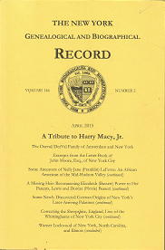 The New York Genealogical and Biographical Record: Volume 146, Number 2, April 2015