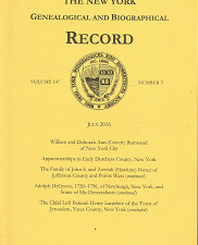 The New York Genealogical and Biographical Record: Volume 147, Number 3, July 2016