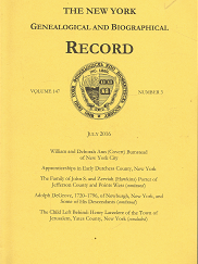 The New York Genealogical and Biographical Record: Volume 147, Number 3, July 2016