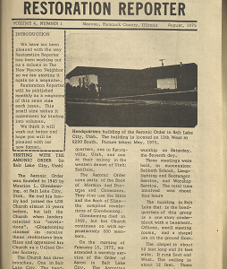 Restoration Reporter: Nauvoo, Hancock County, Illinois Volume 4, Number 1, August 1975