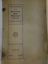 October, 1937 ~ Vol. 35, No. 113 ~ Register of the Kentucky State Historical Society