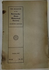 October, 1937 ~ Vol. 35, No. 113 ~ Register of the Kentucky State Historical Society