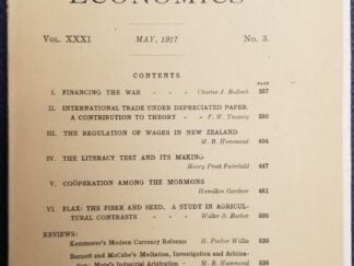 1917 ~ Quarterly Journal of Economics ~ Cooperation Among the Mormons, Literacy Test, Financing the War, etc….