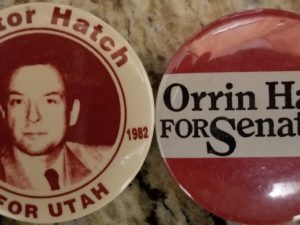 2 Utah Political Pins ~ Orrin Hatch