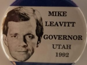 Utah Political Pin ~ Mike Leavitt, Governor of Utah 1992