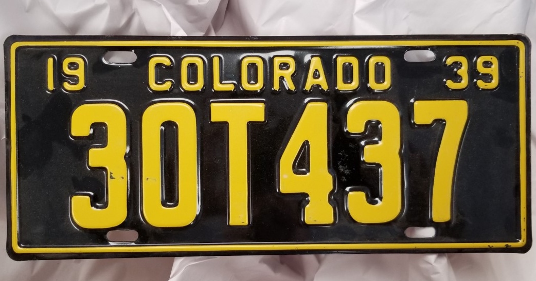 2 Matching Colorado License Plates, 1939 ~ Like New!