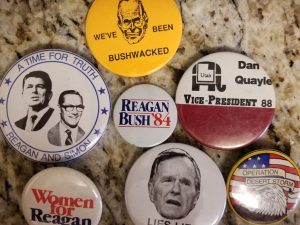 7 Political Pins about the Reagan and Bush Administrations/Candidates