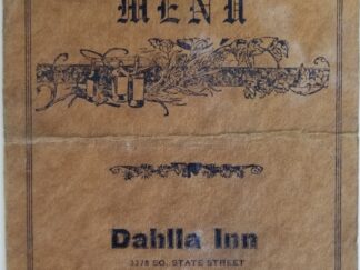 Menu ~ Dahlla Inn ~ 3378 So. State Street, Phone Murray 429, Dinners Served by Appointment