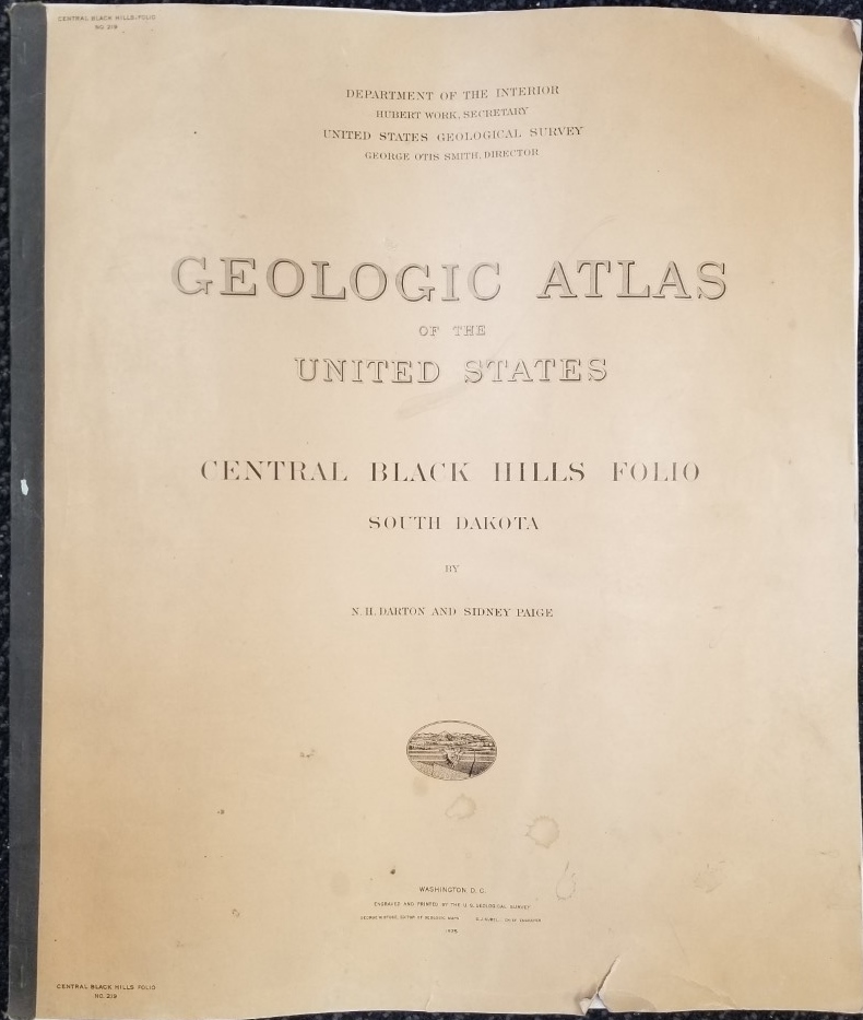 1925 ~ Geologic Atlas of the United States. Central Black Hills Folio No.219, South Dakota